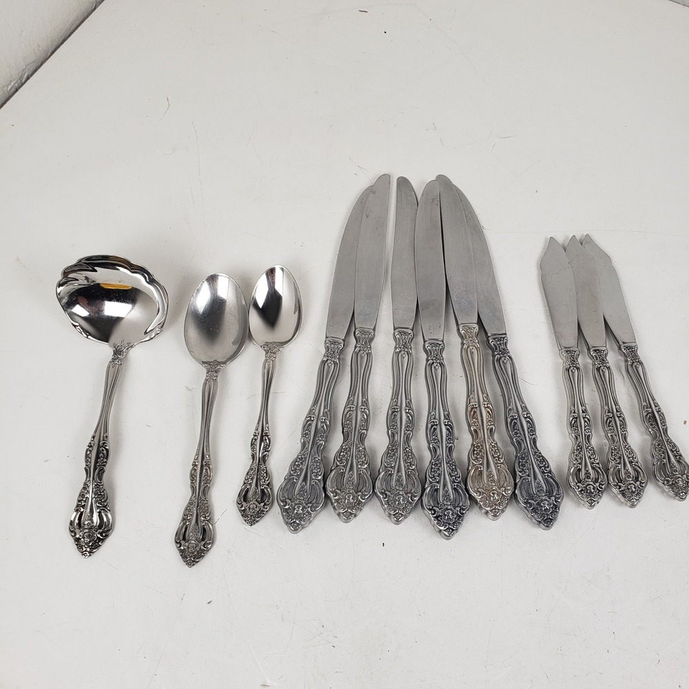 Oneida Cube Michelangelo Stainless Flatware Set 12pc Mixed Lot Ladle Knife Spoon